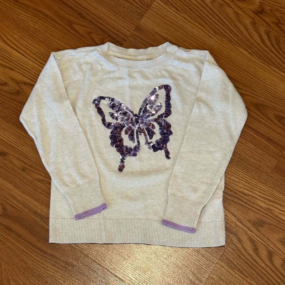 GAP Cream Sweater with Sequin Butterfly